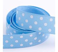 Polka Dot Grosgrain Ribbon 25mm x 10 Metres - Pale Blue
