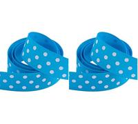 Italian Options Polka Dot Grosgrain Ribbon 25mm, Strong Spotty Patterned Ribbon for Bows, Crafting, Sewing, Hair Accessories, Gift Wrap, 25 mm x 10 Metre Roll, Turquoise (Pack of 2)