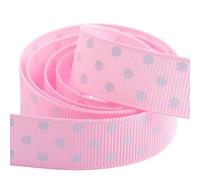 Italian Options Polka Dot Grosgrain Ribbon 25mm, Strong Spotty Patterned Ribbon for Bows, Crafting, Sewing, Hair Accessories, Gift Wrap, 25 mm x 10 Metre Roll, Pink