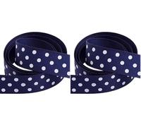 Italian Options Polka Dot Grosgrain Ribbon 25mm, Strong Spotty Patterned Ribbon for Bows, Crafting, Sewing, Hair Accessories, Gift Wrap, 25 mm x 10 Metre Roll, Navy Blue (Pack of 2)