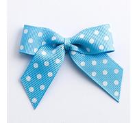 Italian Options Polka Dot Grosgrain Ribbon Bows Self Adhesive 12-Piece Pack, 5 cm Bow Width, Pale Blue
