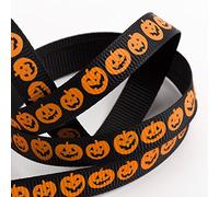 Italian Options Pumpkin Halloween Grosgrain Ribbon - 9mm x 5 Metres - Black