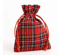 Italian Options Red Tartan Christmas Bag, Small Favour Gift Bags, 10 x 14cm (10pcs)