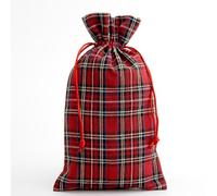 Italian Options Red Tartan Christmas Bag, Small Favour Gift Bags, 15 x 26cm (10pcs)