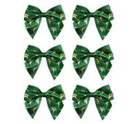 Italian Options Reindeer Stag Ribbon Bows, Self-Adhesive Satin Christmas Bow Decorations for Gift Wrapping, Crafts, Wreaths, Crafting Accessories, Gold Reindeer Green Satin, 12 Pack, 10 cm