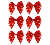 Italian Options Reindeer Stag Ribbon Bows, Self-Adhesive Satin Christmas Bow Decorations for Gift Wrapping, Crafts, Wreaths, Crafting Accessories, Gold Reindeer Red Satin, 12 Pack, 10 cm