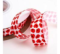 Italian Options Remembrance Day Poppy Ribbon, 16mm Wide x 10 Metre Roll, White/Red Poppies