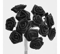 Italian Options Ribbon Roses Small Craft Flowers Black (144 Pack)