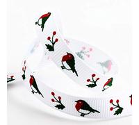 Robins Christmas Grosgrain Ribbon - 9mm x 5M - White