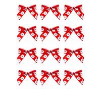 Italian Options Santa Ribbon Bows, Self-Adhesive Satin Christmas Bow Decorations for Gift Wrapping, Crafts, Wreaths, Crafting Accessories Supplies, Santa's Face Red Satin, 12 Pack, 5 cm