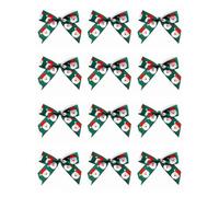 Italian Options Santa Ribbon Bows, Self-Adhesive Satin Christmas Bow Decorations for Gift Wrapping, Crafts, Wreaths, Crafting Accessories Supplies, Santa's Face Green Satin, 24 Pack, 5 cm