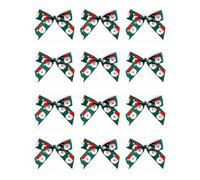 Italian Options Santa Ribbon Bows, Self-Adhesive Satin Christmas Bow Decorations for Gift Wrapping, Crafts, Wreaths, Crafting Accessories Supplies, Santa's Face Green Satin, 12 Pack, 5 cm