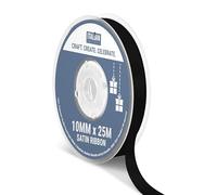 Italian Options Satin Ribbon, 10mm Wide x 25 Metre Roll, Black