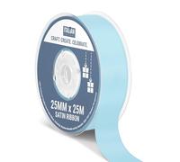 Italian Options Satin Ribbon, Fabric Ribbons for Gift Wrapping, Crafting, Balloons, Wedding Car, Presents, Cake, Christmas, Birthday, Gift Wrap Accessories, 25mm Wide x 25 Metre Roll, Pale Blue