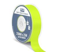 Italian Options Satin Ribbon, Fabric Ribbons for Gift Wrapping, Crafting, Balloons, Wedding Car, Presents, Cake, Christmas, Birthday, Gift Wrap Accessories, 25mm Wide x 25 Metre Roll, Lime