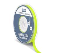 Italian Options Satin Ribbon, Fabric Ribbons for Gift Wrapping, Crafting, Balloons, Wedding Car, Presents, Cake, Christmas, Birthday, Gift Wrap Accessories, 6mm Wide x 25 Metre Roll, Lime