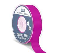 Italian Options Satin Ribbon, Fabric Ribbons for Gift Wrapping, Crafting, Balloons, Wedding Car, Presents, Cake, Christmas, Birthday, Gift Wrap Accessories, 25mm Wide x 25 Metre Roll, Clover Pink
