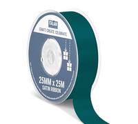 Italian Options Satin Ribbon, Fabric Ribbons for Gift Wrapping, Crafting, Balloons, Wedding Car, Presents, Cake, Christmas, Birthday, Gift Wrap Accessories, 25mm Wide x 25 Metre Roll, Teal