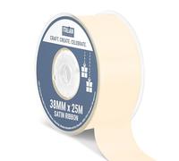 Italian Options Satin Ribbon, Fabric Ribbons for Gift Wrapping, Crafting, Balloons, Wedding Car, Presents, Cake, Christmas, Birthday, Gift Wrap Accessories, 38mm Wide x 25 Metre Roll, Cream