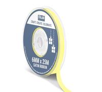 Italian Options Satin Ribbon, Fabric Ribbons for Gift Wrapping, Crafting, Balloons, Wedding Car, Presents, Cake, Christmas, Birthday, Gift Wrap Accessories, 6mm Wide x 25 Metre Roll, Lemon