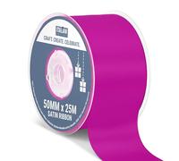 Italian Options Satin Ribbon, Fabric Ribbons for Gift Wrapping, Crafting, Balloons, Wedding Car, Presents, Cake, Christmas, Birthday, Gift Wrap Accessories, 50mm Wide x 25 Metre Roll, Clover Pink
