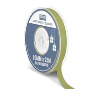 Italian Options Satin Ribbon, Fabric Ribbons for Gift Wrapping, Crafting, Balloons, Wedding Car, Presents, Cake, Christmas, Birthday, Gift Wrap Accessories, 10mm Wide x 25 Metre Roll, Moss Green