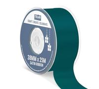 Italian Options Satin Ribbon, Fabric Ribbons for Gift Wrapping, Crafting, Balloons, Wedding Car, Presents, Cake, Christmas, Birthday, Gift Wrap Accessories, 38mm Wide x 25 Metre Roll, Teal