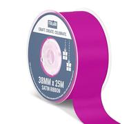 Italian Options Satin Ribbon, Fabric Ribbons for Gift Wrapping, Crafting, Balloons, Wedding Car, Presents, Cake, Christmas, Birthday, Gift Wrap Accessories, 38mm Wide x 25 Metre Roll, Clover Pink