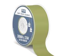 Italian Options Satin Ribbon, Fabric Ribbons for Gift Wrapping, Crafting, Balloons, Wedding Car, Presents, Cake, Christmas, Birthday, Gift Wrap Accessories, 38mm Wide x 25 Metre Roll, Moss Green