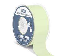 Italian Options Satin Ribbon, Fabric Ribbons for Gift Wrapping, Crafting, Balloons, Wedding Car, Presents, Cake, Christmas, Birthday, Gift Wrap Accessories, 38mm Wide x 25 Metre Roll, Light Green