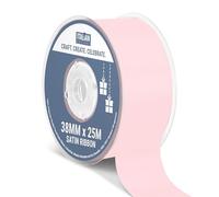 Italian Options Satin Ribbon, Fabric Ribbons for Gift Wrapping, Crafting, Balloons, Wedding Car, Presents, Cake, Christmas, Birthday, Gift Wrap Accessories, 38mm Wide x 25 Metre Roll, Pale Pink