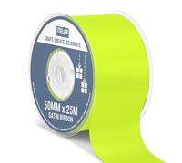 Italian Options Satin Ribbon, Fabric Ribbons for Gift Wrapping, Crafting, Balloons, Wedding Car, Presents, Cake, Christmas, Birthday, Gift Wrap Accessories, 50mm Wide x 25 Metre Roll, Lime