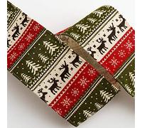 Italian Options - 6cm Wide Scandinavian Christmas Print Ribbon - Wired Edge - 10 Metre Rolls
