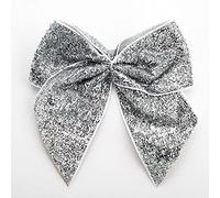 Italian Options Self-Adhesive Sparkle Bows 6-Piece Pack, 10 cm Bow Width, Silver