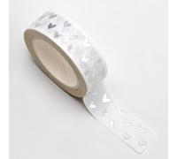 Italian Options Silver Foil Heart Adhesive Washi Tape (15mm x 10 Metre)