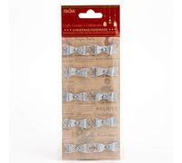 Italian Options Silver Glitter Paper Fancy Bows Craft Decoration Self Adhesive 3cm x 1.25cm (10 pcs)