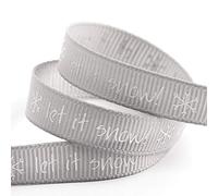 Let it Snow Christmas Grosgrain Ribbon - 9mm x 5M - Silver