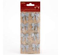 Italian Options Silver Sparkle Bows with Pearl Centre Self Adhesive Craft Decoration 3cm x 3cm (8 pcs)
