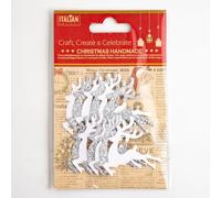 Italian Options Silver White Glitter Reindeers Christmas Craft Festive Card Making Decoration (Pack of 12)