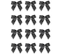 Italian Options Small Polka Dot Grosgrain Ribbon Bows, Self Adhesive Spotted Bows for Crafting, Gifts, Sewing, Hair Bow, Floristry, Cakes, Crafts, Decorations, Black, 24 Pack, 5cm