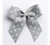 Italian Options Polka Dot Grosgrain Ribbon Bows Self Adhesive 12-Piece Pack, 5 cm Bow Width, Silver