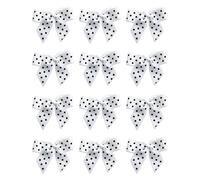 Italian Options Small Polka Dot Grosgrain Ribbon Bows, Self Adhesive Spotted Bows for Crafting, Gifts, Sewing, Hair Bow, Floristry, Cakes, Crafts, Decorations, White, 12 Pack, 5cm