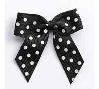Italian Options Polka Dot Grosgrain Ribbon Bows Self Adhesive 12-Piece Pack, 5 cm Bow Width, Black