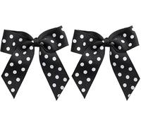 Italian Options Small Polka Dot Grosgrain Ribbon Bows, Self Adhesive Spotted Bows for Crafting, Gifts, Sewing, Hair Bow, Floristry, Cakes, Crafts, Decorations, Black, 24 Pack, 5cm