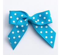 Italian Options Polka Dot Grosgrain Ribbon Bows Self Adhesive 12-Piece Pack, 5 cm Bow Width, Turquoise
