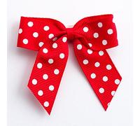 Italian Options Polka Dot Grosgrain Ribbon Bows Self Adhesive 12-Piece Pack, 5 cm Bow Width, Red