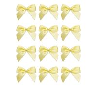 Italian Options Small Satin Ribbon Bows Self Adhesive Bow Decorations for Crafts Gift Wrap Hampers Hair Bows Wedding Stationery Floristry Christmas Cakes Crafting Lemon 12 Pack 5 cm