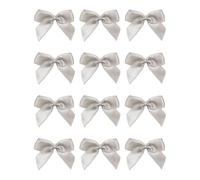 Italian Options Small Satin Ribbon Bows, Self Adhesive Bow Decorations for Crafts, Gift Wrap, Hampers, Hair Bows, Wedding Stationery, Floristry, Christmas, Cakes, Crafting, Silver, 24 Pack, 5 cm