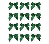 Italian Options Small Satin Ribbon Bows, Self Adhesive Bow Decorations for Crafts, Gift Wrap, Hampers, Hair Bows, Wedding Stationery, Floristry, Christmas, Cakes, Crafting, Bottle Green, 12 Pack, 5 cm