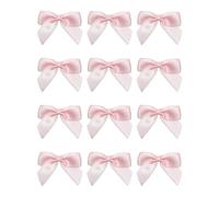 Italian Options Small Satin Ribbon Bows, Self Adhesive Bow Decorations for Crafts, Gift Wrap, Hampers, Hair Bows, Wedding Stationery, Floristry, Christmas, Cakes, Crafting, Pale Pink, 12 Pack, 5 cm